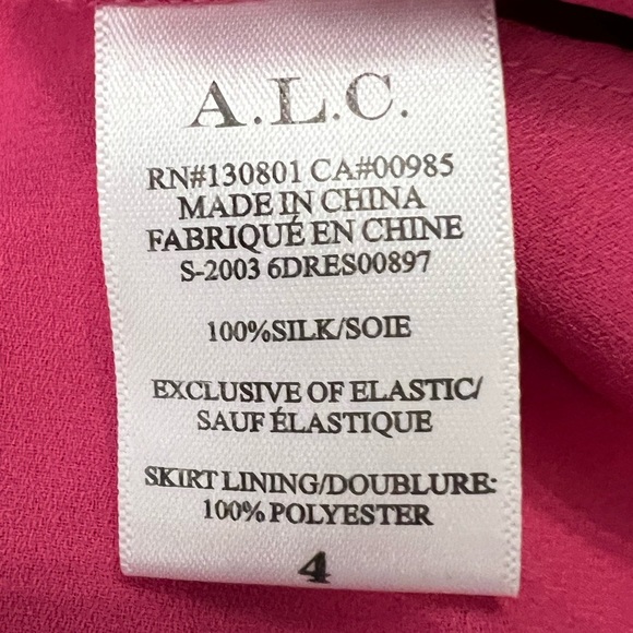 A.L.C. Pink/Red Floral Cody 100% Silk Halter Neck Dress 4 - Picture 12 of 12